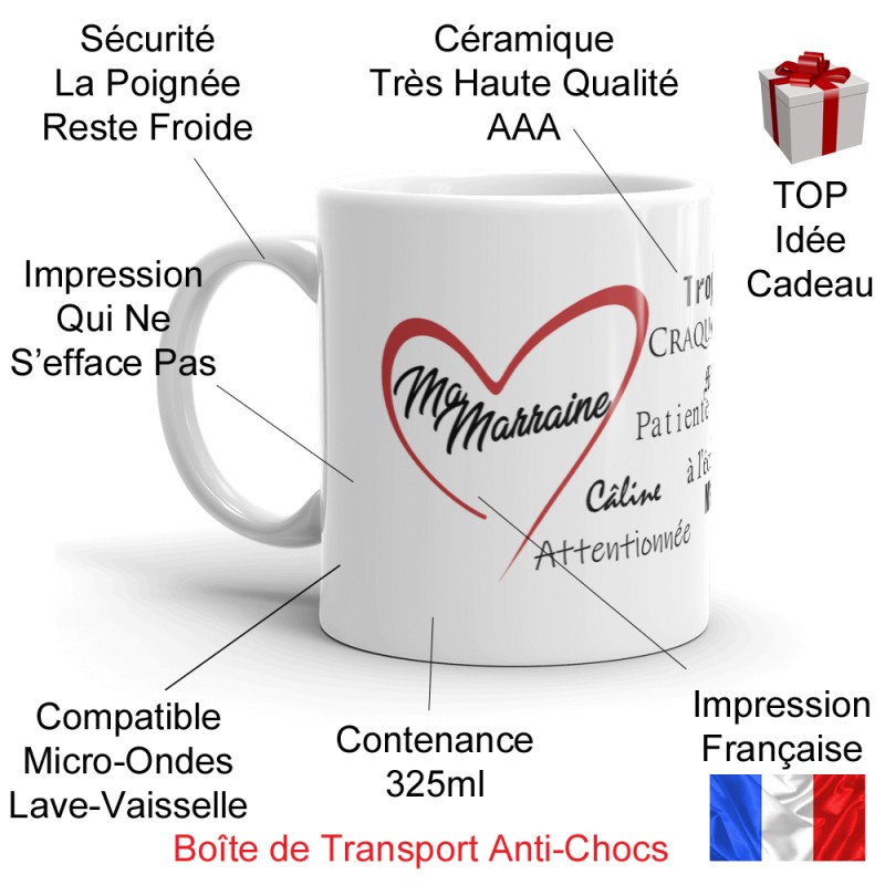 Mug marraine je t'aime tasse cadeau