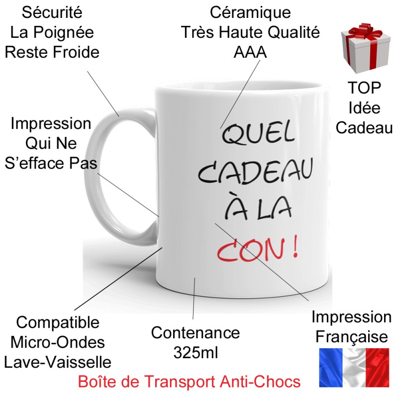 Offrir un cadeau à la con, un mug