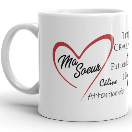 Mug ma soeur je t'aime, un cadeau plein d'amour