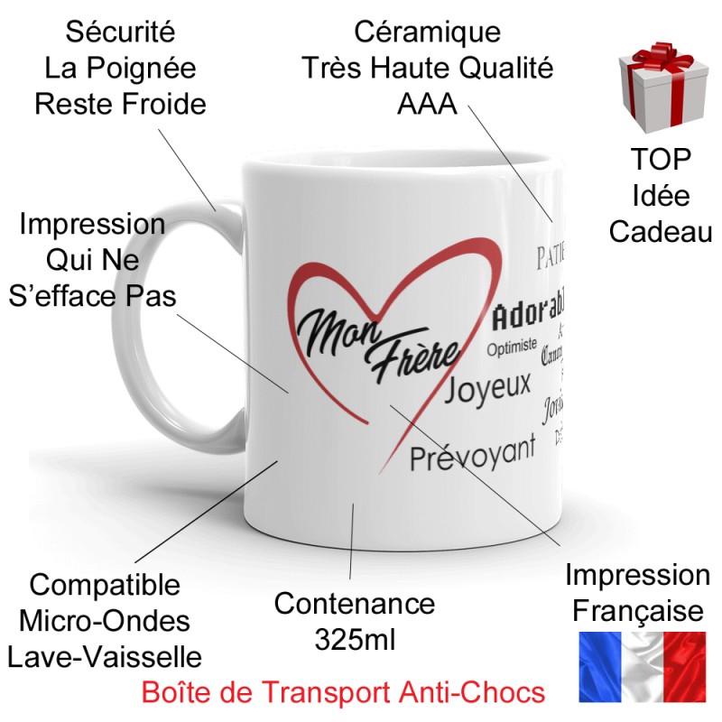 Mug Mon Frère cadeau pour lui dire je t'aime