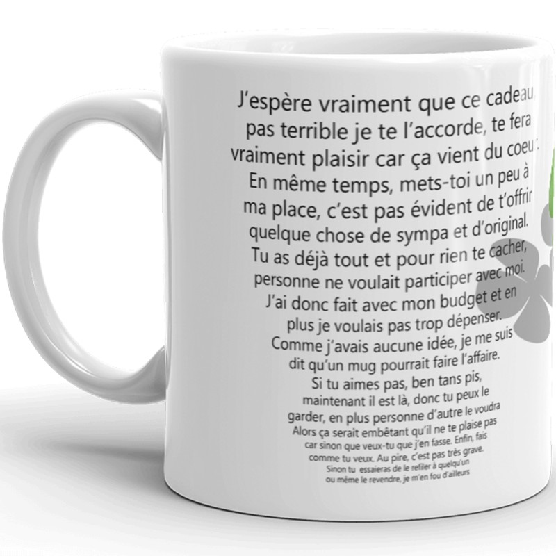 Mug cadeau avec texte chiant et drôle