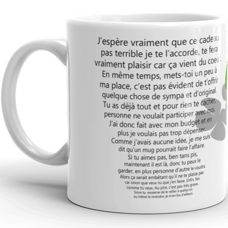 Mug cadeau avec texte chiant et drôle
