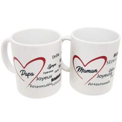 Duo de mugs je t'aime papa maman à offrir