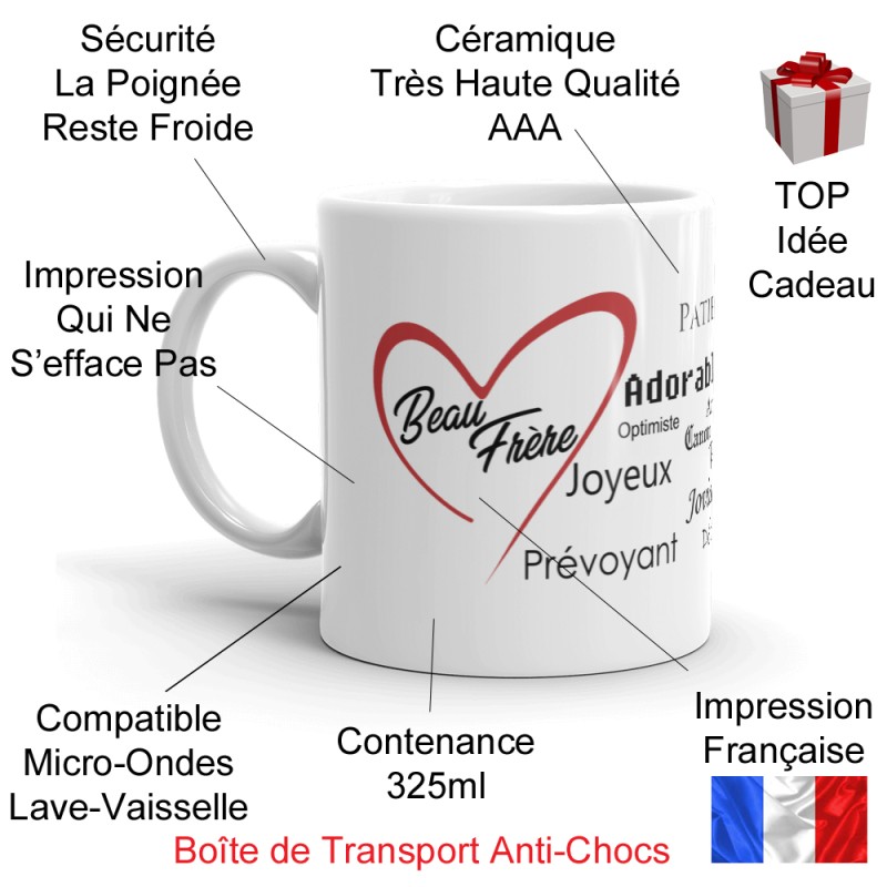 Tasse beau-frère je t'aime en cadeau