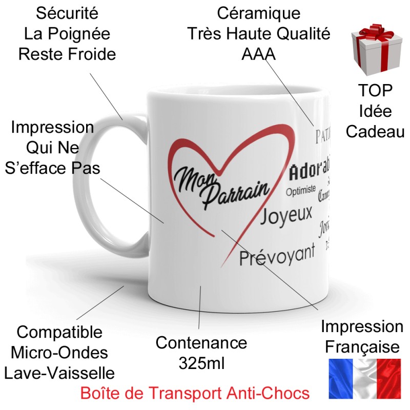 Mug cadeau Mon Parrain pour lui dire je t'aime