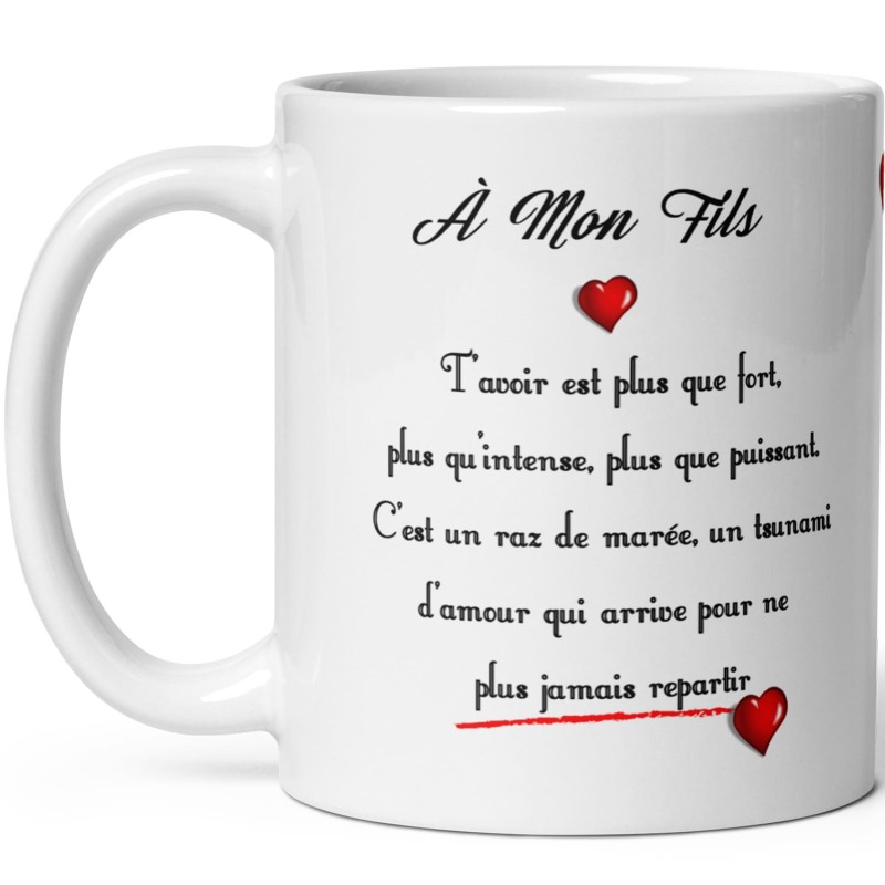 Mug à mon fils, joli cadeau d'amour
