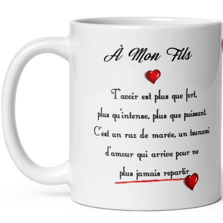 Mug à mon fils, joli cadeau d'amour
