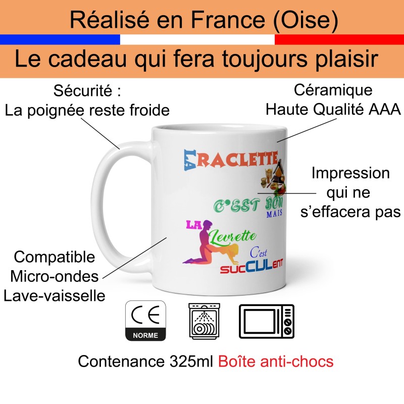 Mug cadeau raclette levrette, tasse drôle et coquine