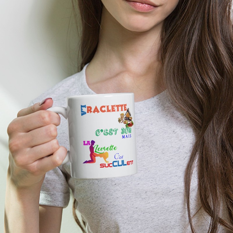 Mug cadeau raclette levrette, tasse drôle et coquine