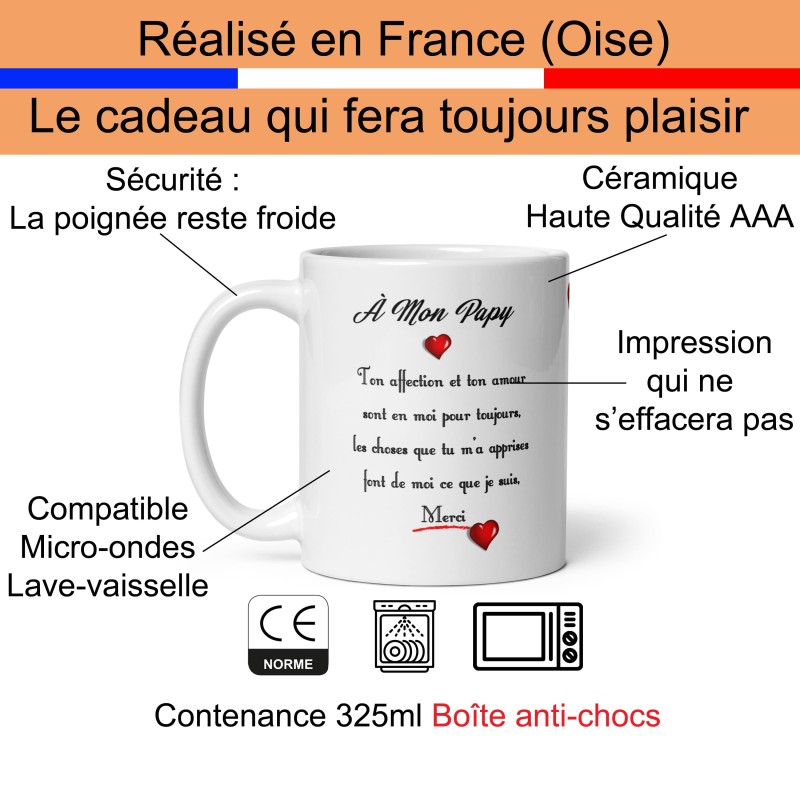 Mug cadeau pour papy je t'aime