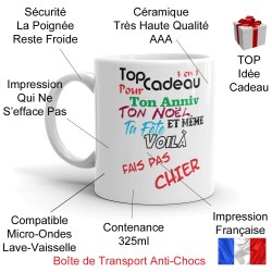 Mug cadeau 3 en 1 anniversaire fête Noël