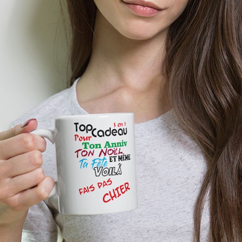 Mug cadeau 3 en 1 anniversaire fête Noël