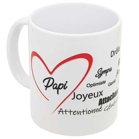 Tasse je t'aime papi avec coeur rouge