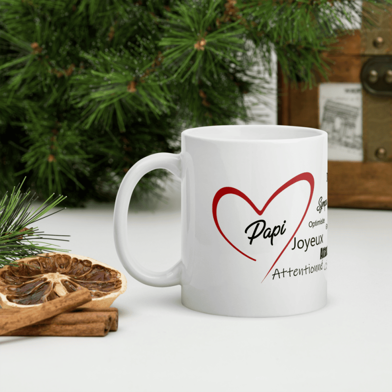 Tasse je t'aime papi avec coeur rouge