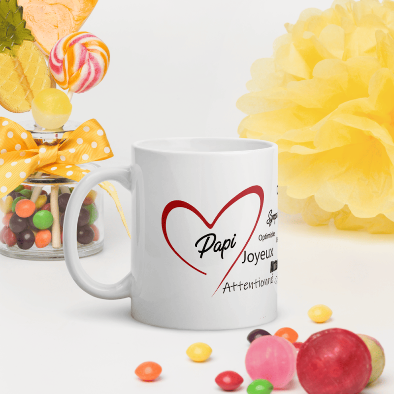 Tasse je t'aime papi avec coeur rouge