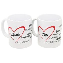 Duo de tasses je t'aime papi mamie à offrir