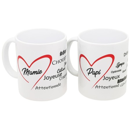 Duo de tasses je t'aime papi mamie à offrir