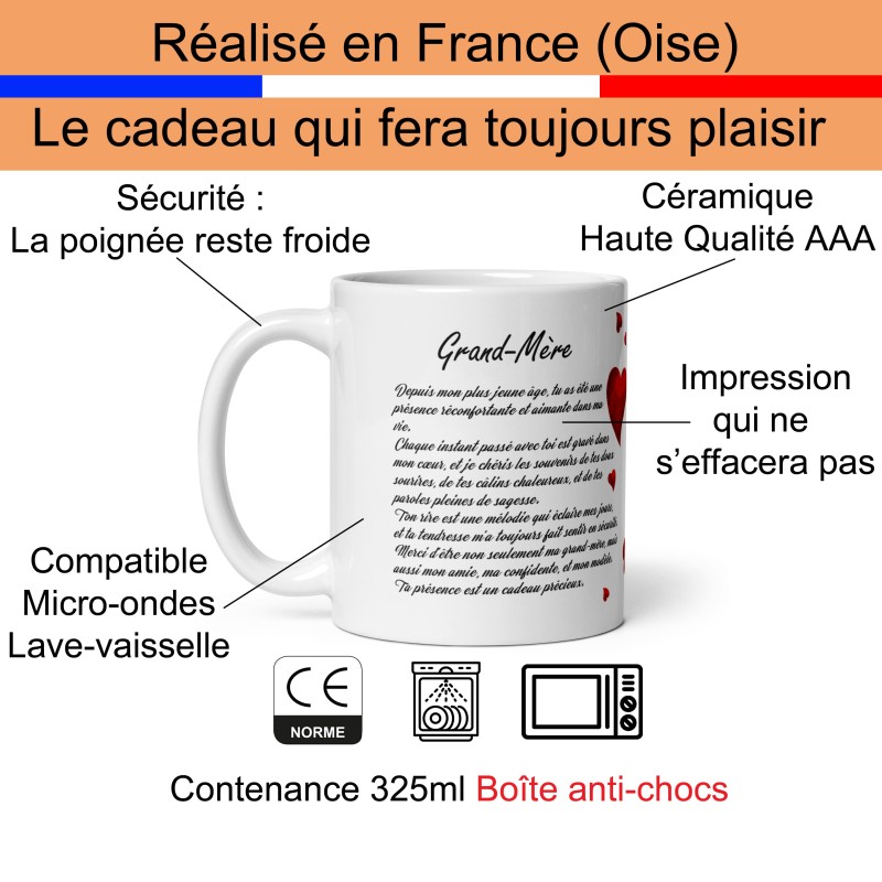 Mug grand-mère message d'amour à offrir
