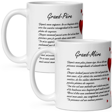 Duo de mugs cadeaux pour grand-mère et grand-père