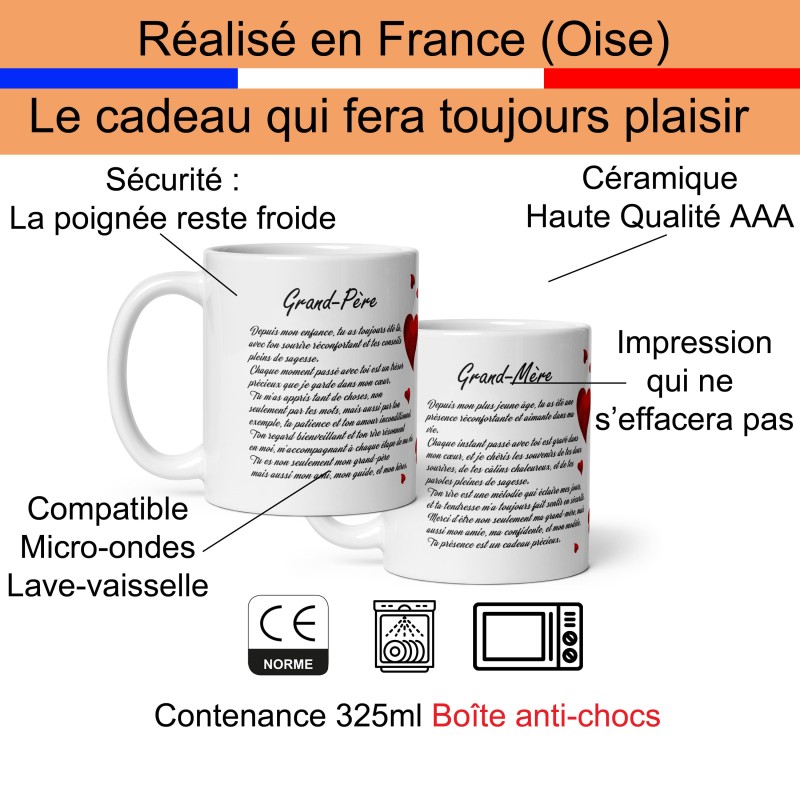 Duo de mugs cadeaux pour grand-mère et grand-père