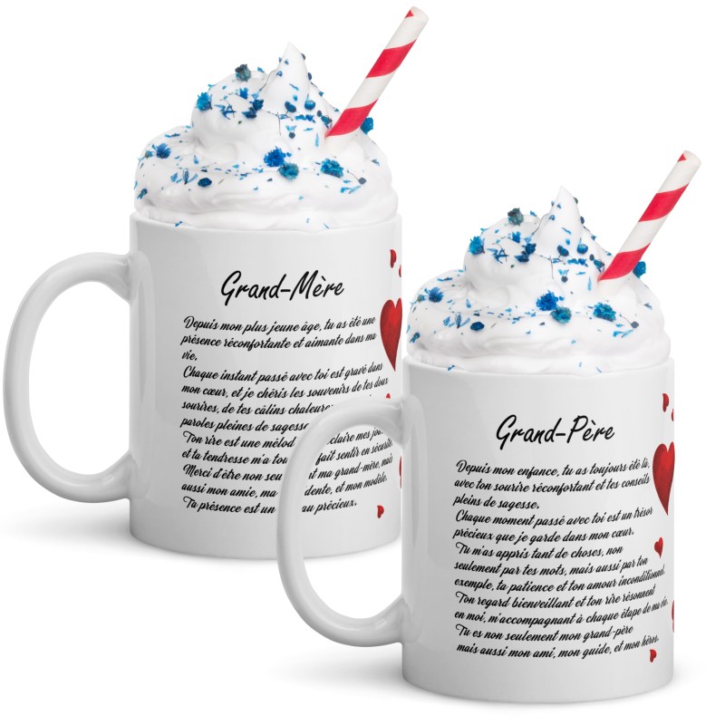 Duo de mugs cadeaux pour grand-mère et grand-père