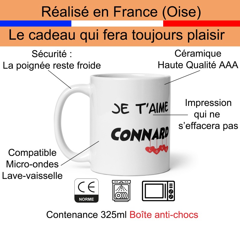 Mug je t'aime connard, cadeau drôle pour son chérie