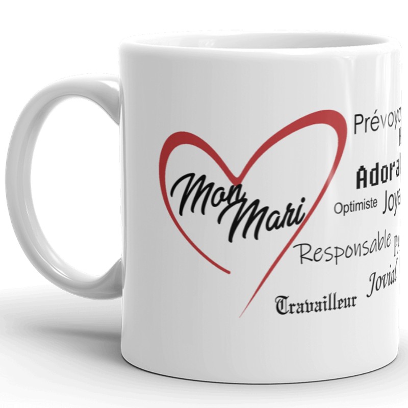 Mug cadeau mon mari avec coeur
