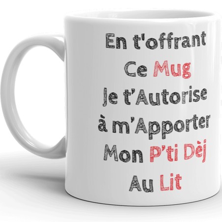 Mug drôle p'ti dej au lit