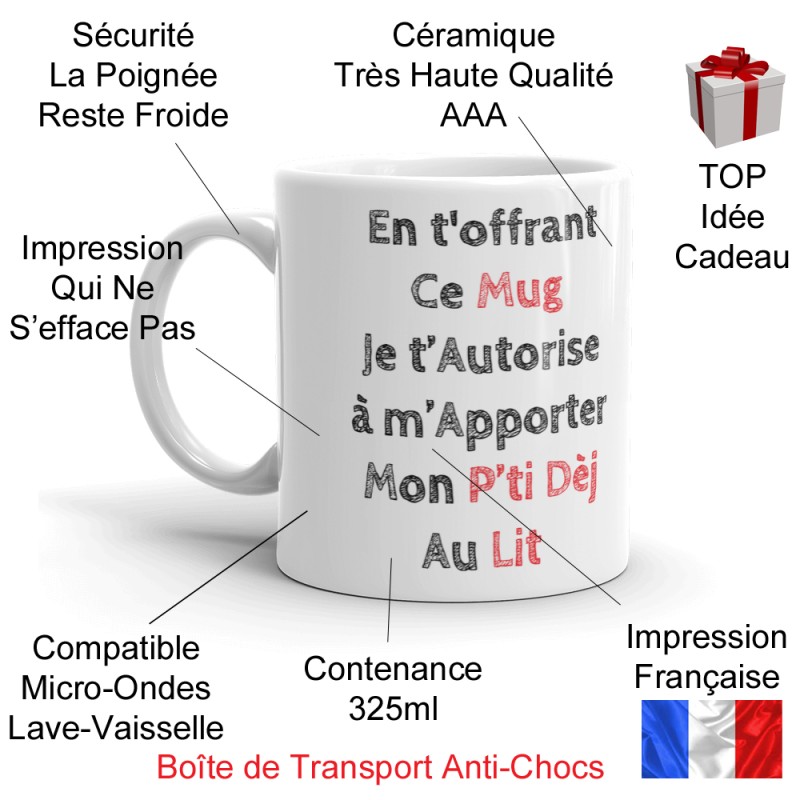 Mug drôle p'ti dej au lit