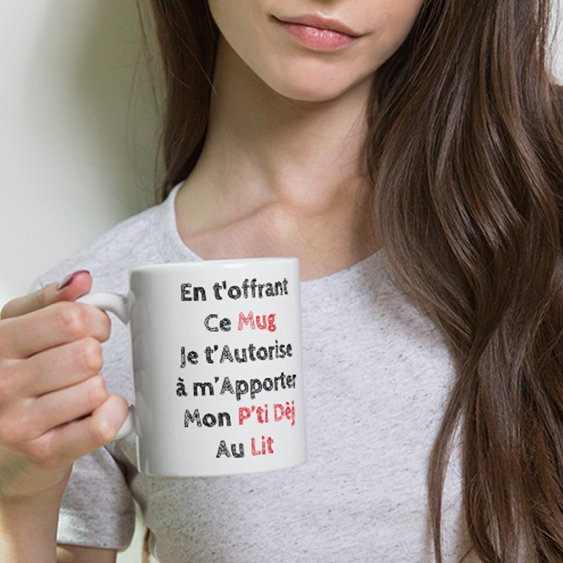 Mug drôle p'ti dej au lit