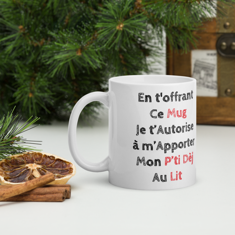 Mug drôle p'ti dej au lit