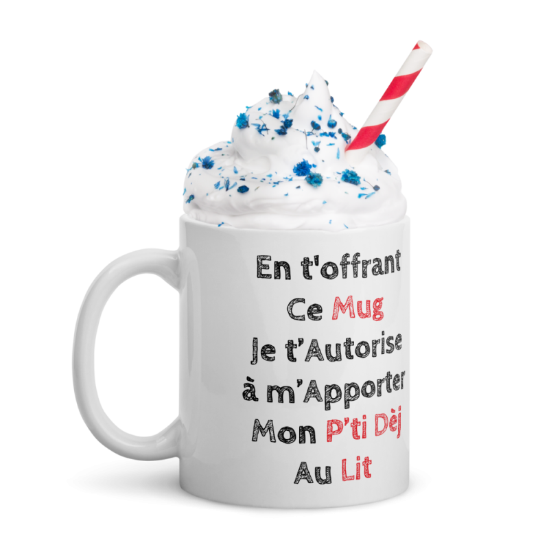 Mug drôle p'ti dej au lit