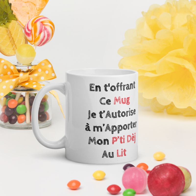Mug drôle p'ti dej au lit