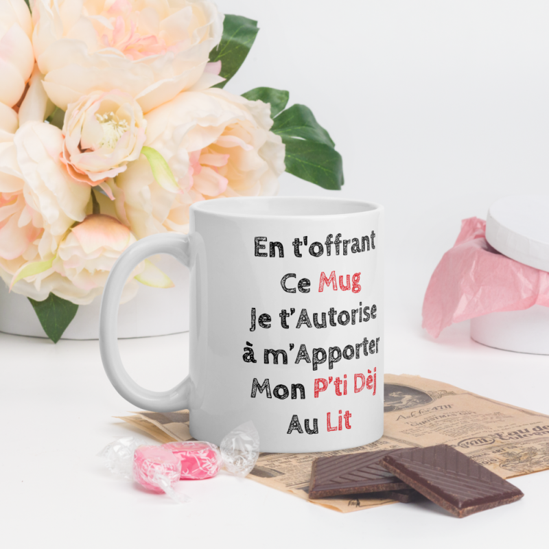 Mug drôle p'ti dej au lit