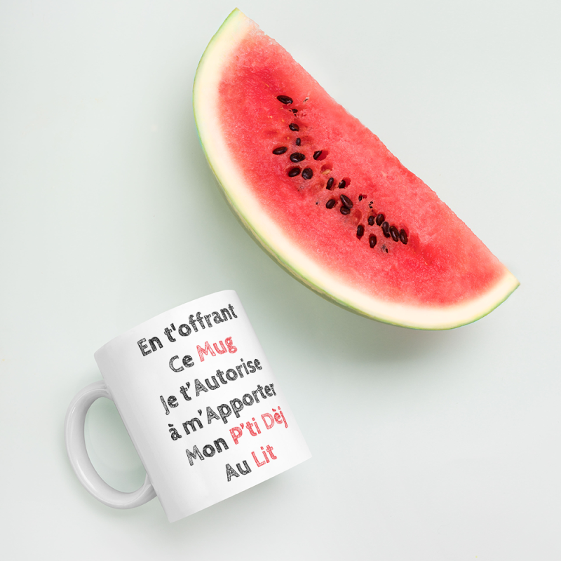 Mug drôle p'ti dej au lit
