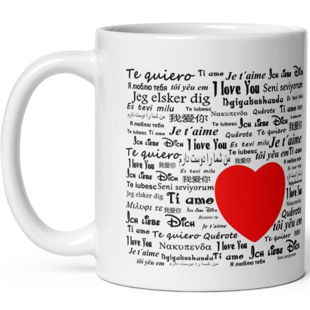 Tasse je t'aime dans plusieurs langues