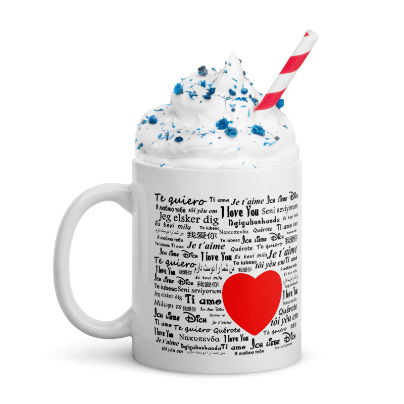 Tasse je t'aime dans plusieurs langues