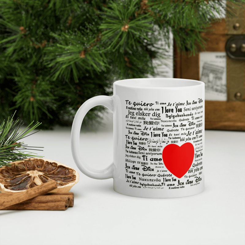 Tasse je t'aime dans plusieurs langues