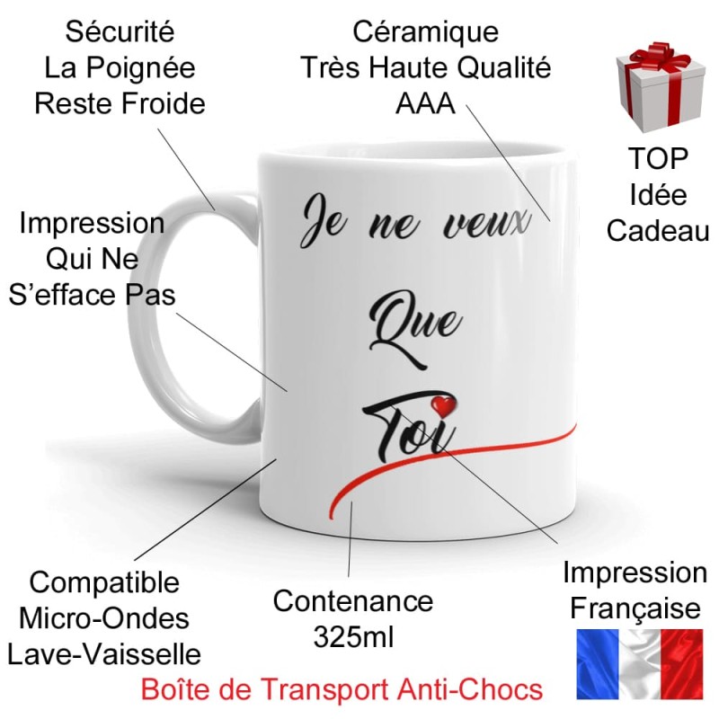 Tasse d'amour je ne veux que toi à offrir en cadeau