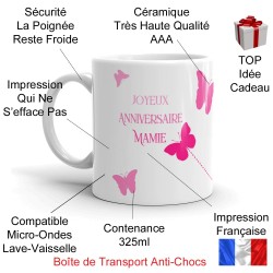 Tasse anniversaire mamie à offrir en cadeau
