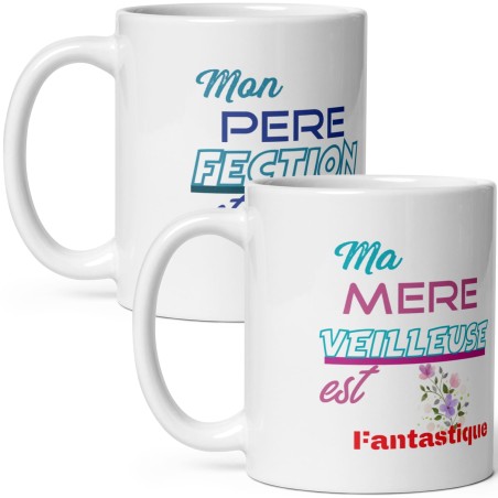 Duo de mugs papa maman je t'aime