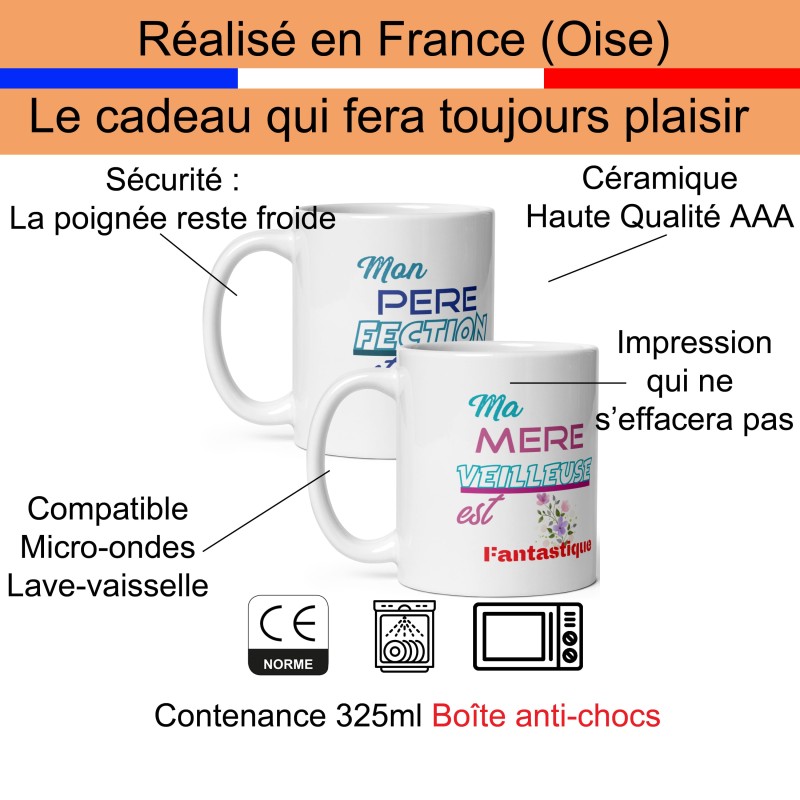 Duo de mugs papa maman je t'aime