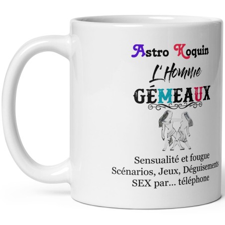 Cadeau homme : mug signe du zodiaque gémeaux sexy