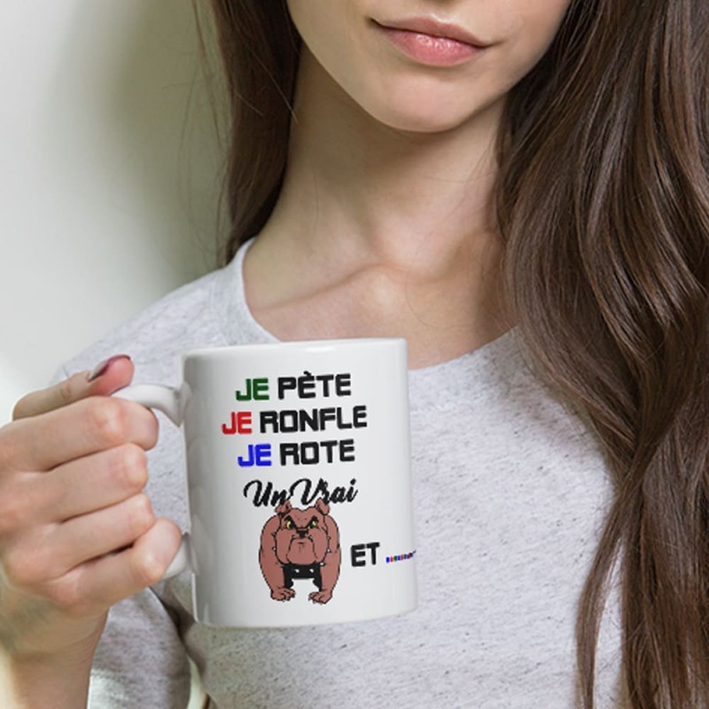 Cadeau drôle, le mug qui pète ronfle et rote