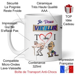 Mug “Je veux vieillir avec toi” – Tasse tendre et drôle