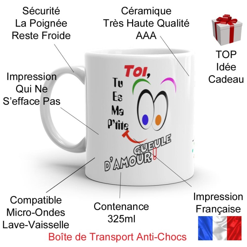 Mug p’tite gueule d’amour drôle tasse cadeau originale amour