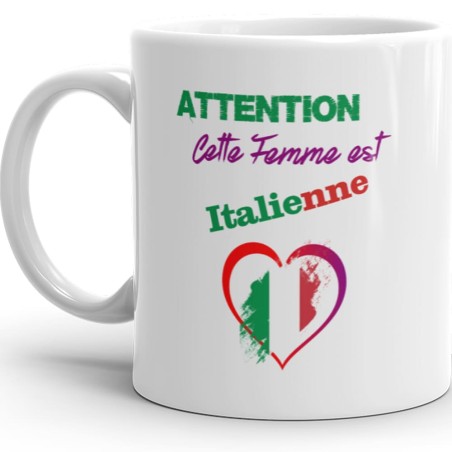 Mug femme italienne tasse cadeau fière aux couleurs italiennes