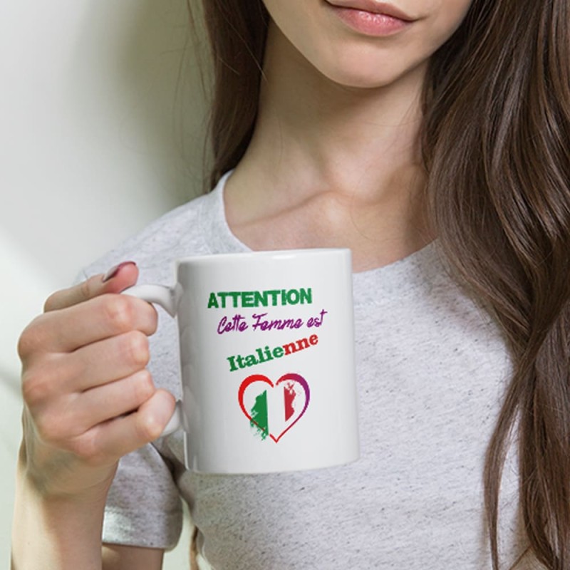 Mug femme italienne tasse cadeau fière aux couleurs italiennes