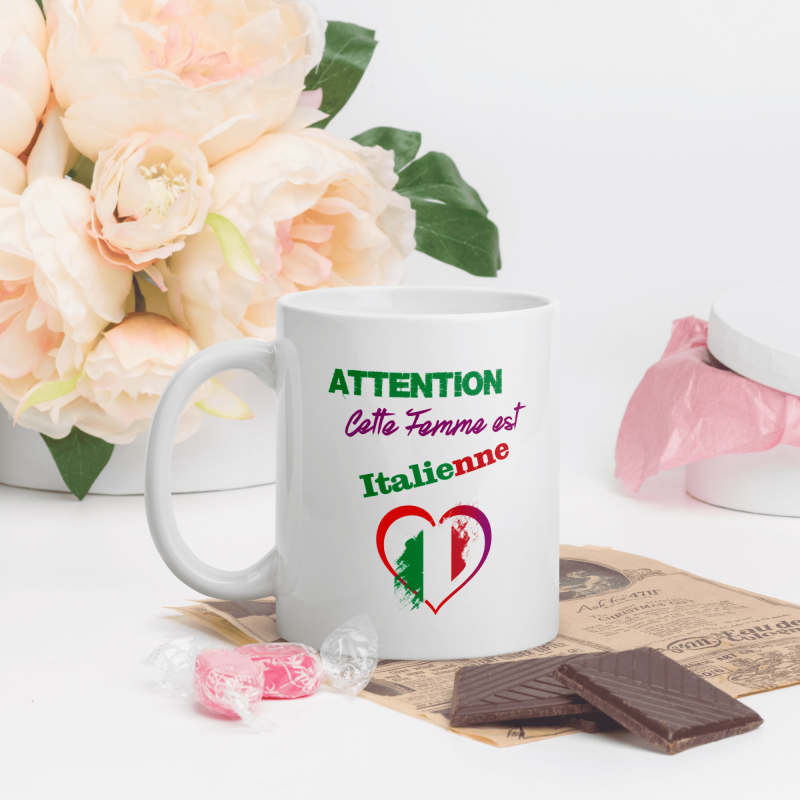 Mug femme italienne tasse cadeau fière aux couleurs italiennes