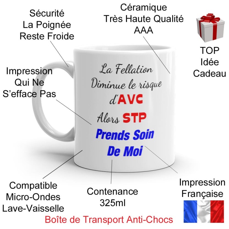 Mug fellation AVC cadeau drôle et coquin tasse à offrir originale